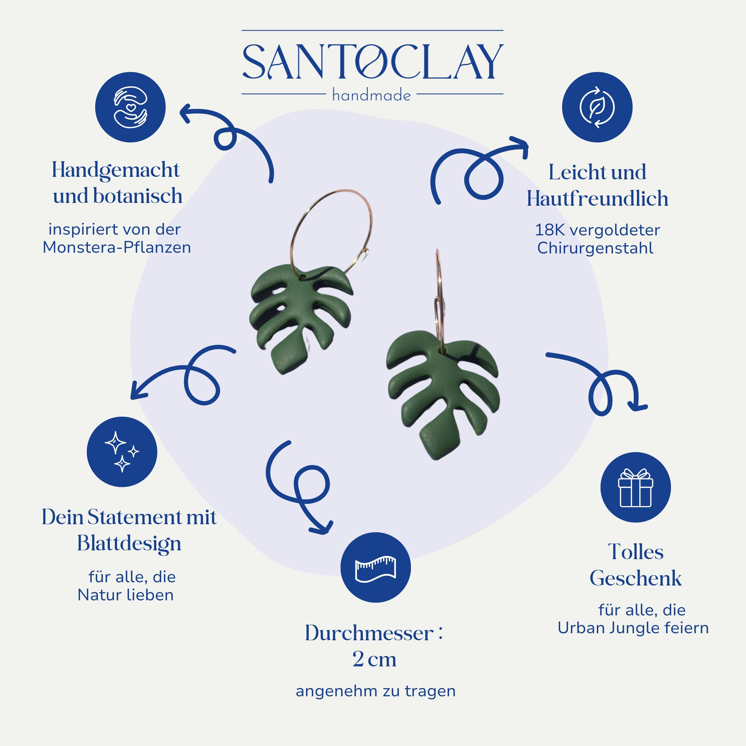 Vorteile der Monstera Creolen 18k vergoldet von Santoclay im Überblick