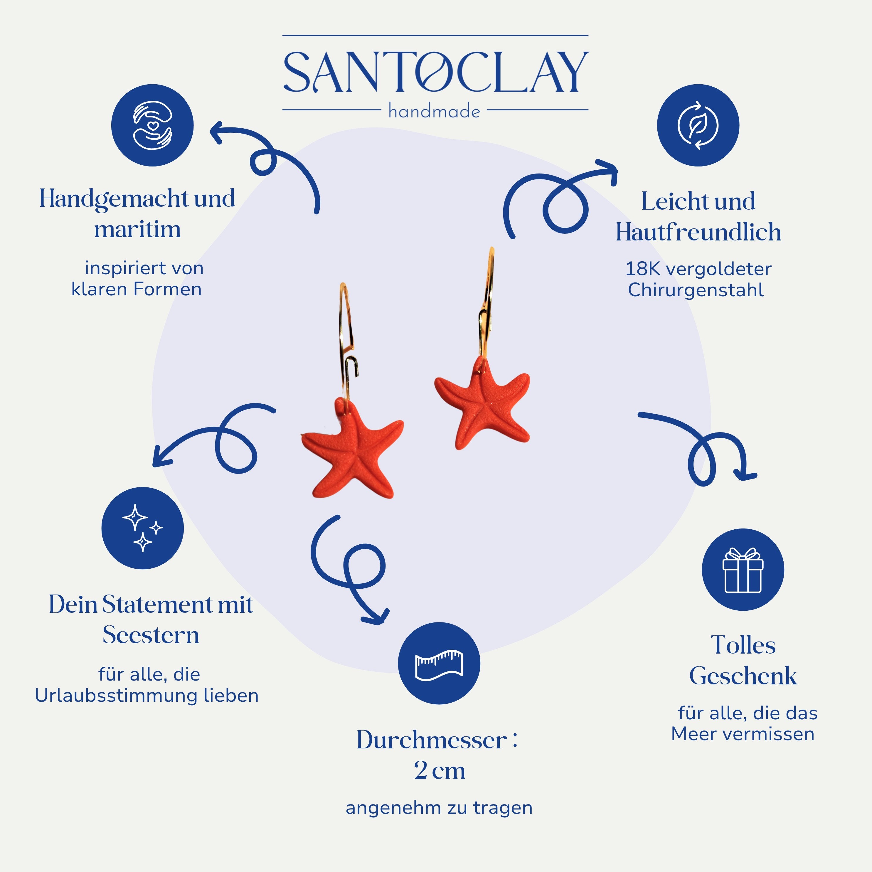 Vorteile der Seestern Creolen 18k vergoldet von Santoclay im Überblick