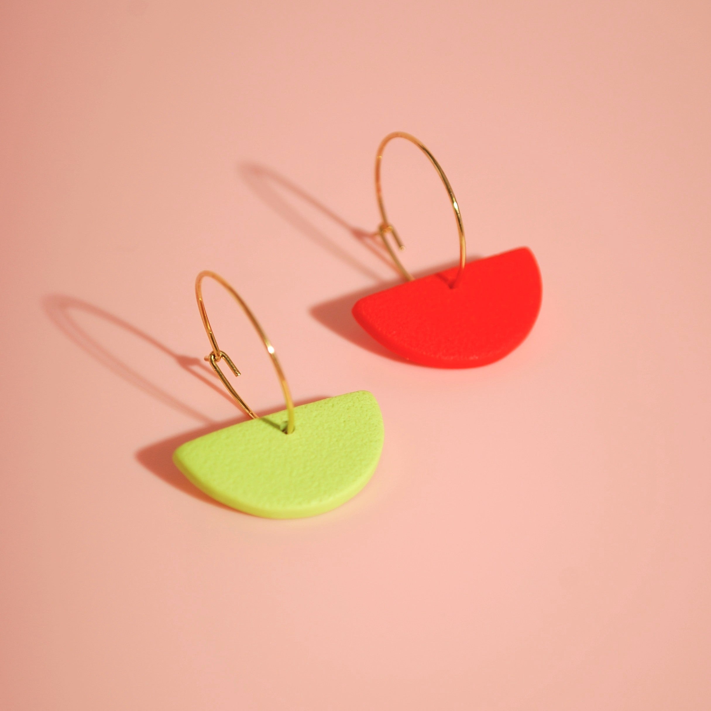 Bunte Creolen in Orange & Lemon– handgefertigt & leicht aus Polymerton