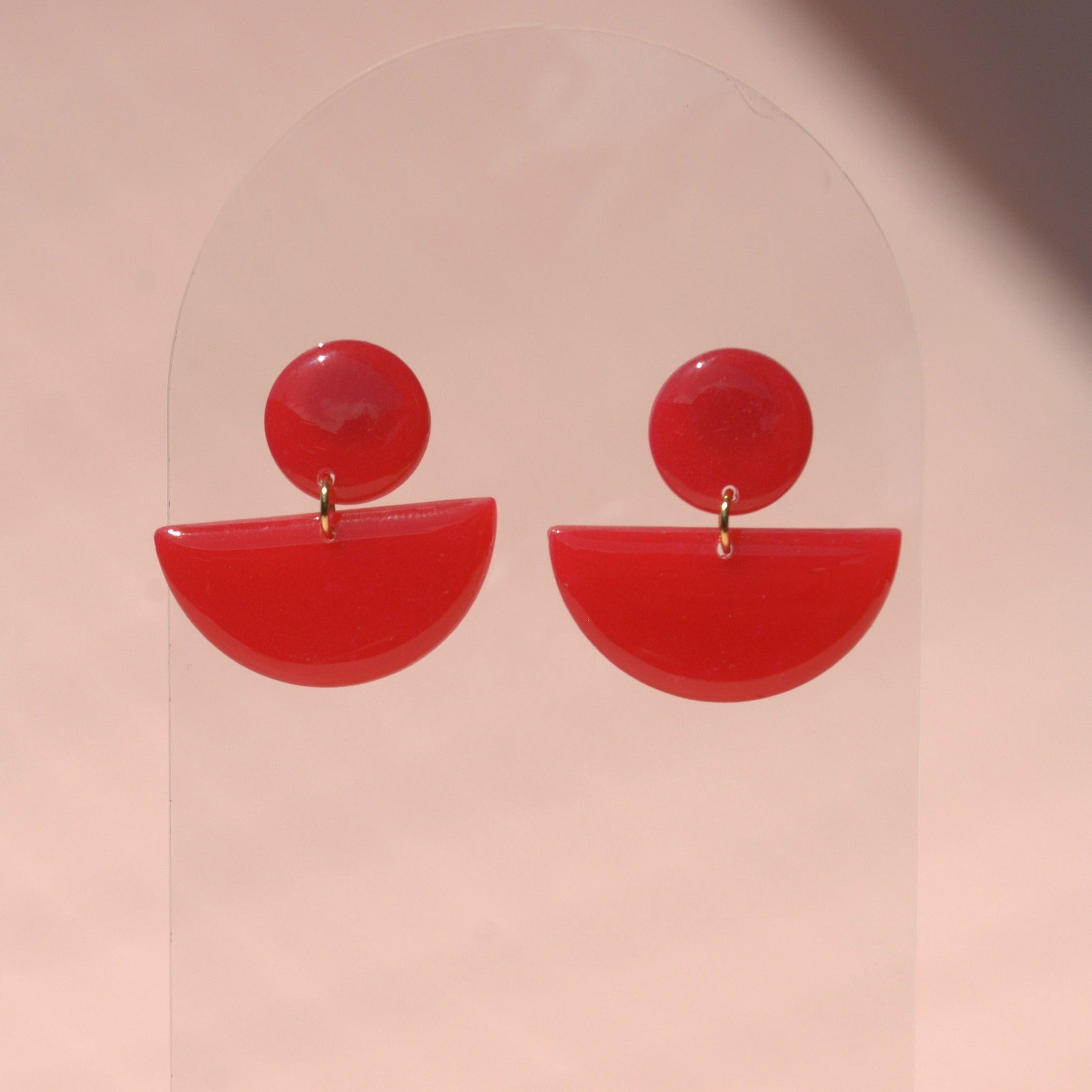 Santoclay Ohrschmuck – rote Retro-Ohrringe handmade in München