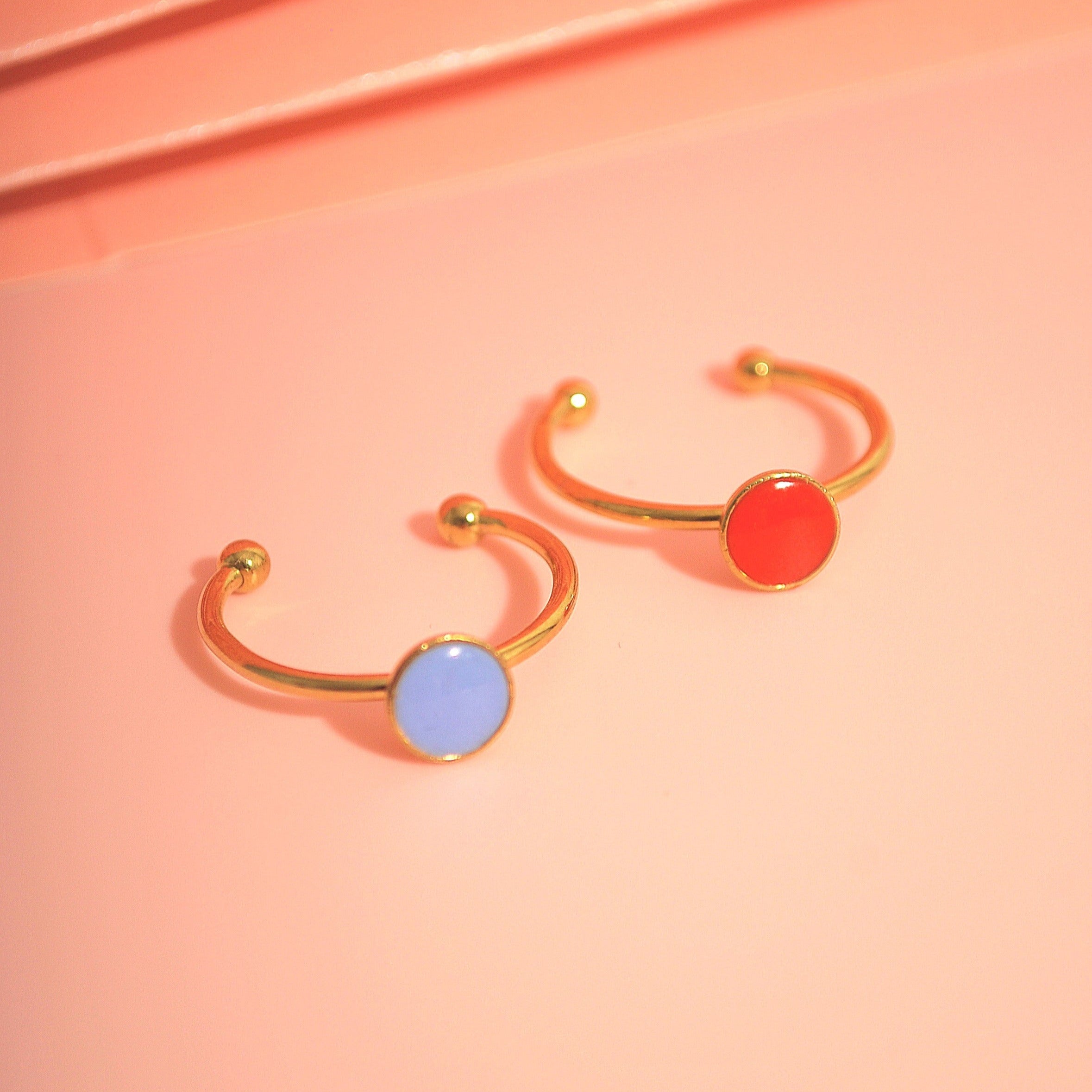 Verstellbarer Ring in Lavendel und Orange aus vergoldetem Edelstahl