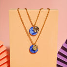 Linda – blaue Statement-Halskette mit 24K Vergoldung