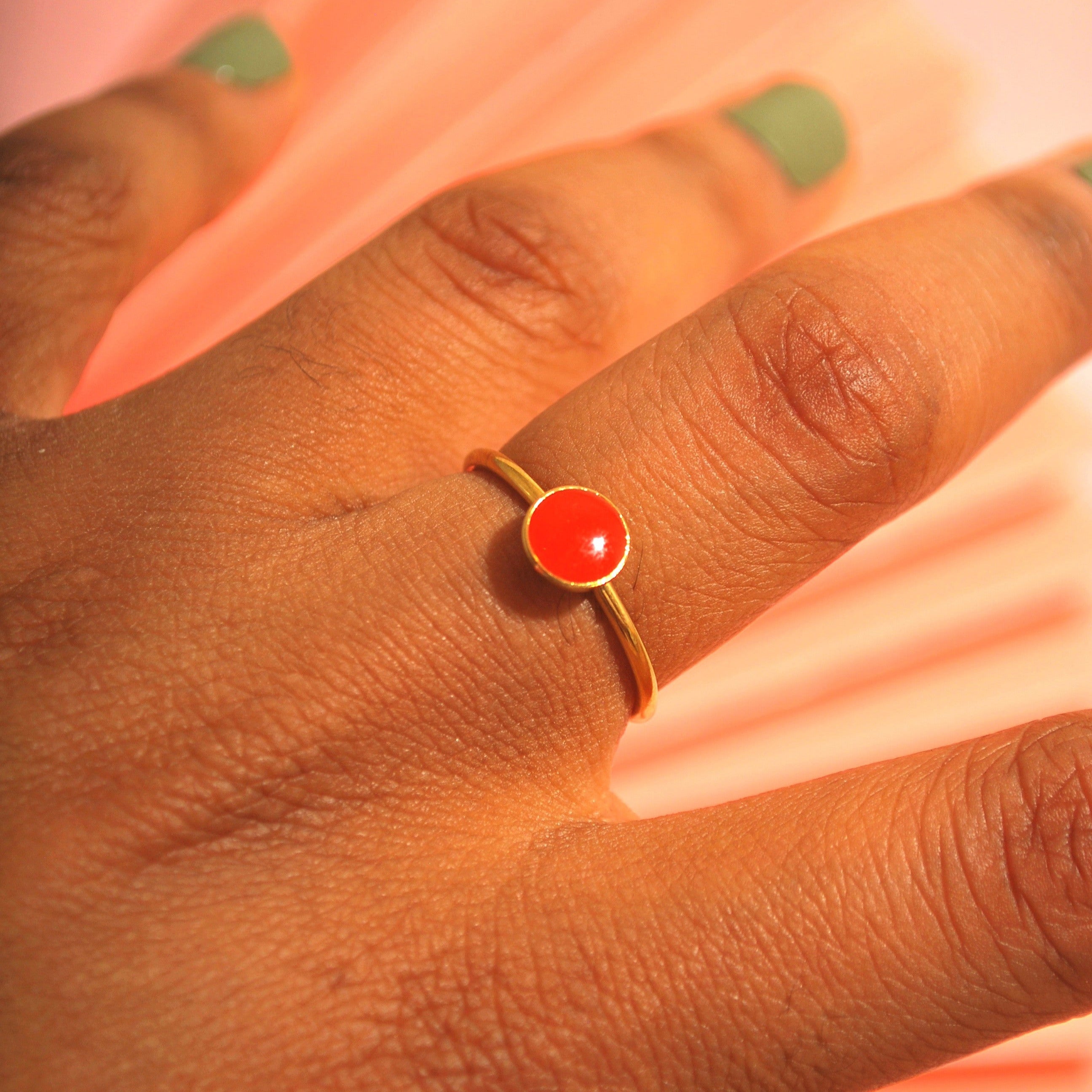 Verstellbarer Ring in Orange aus vergoldetem Edelstahl