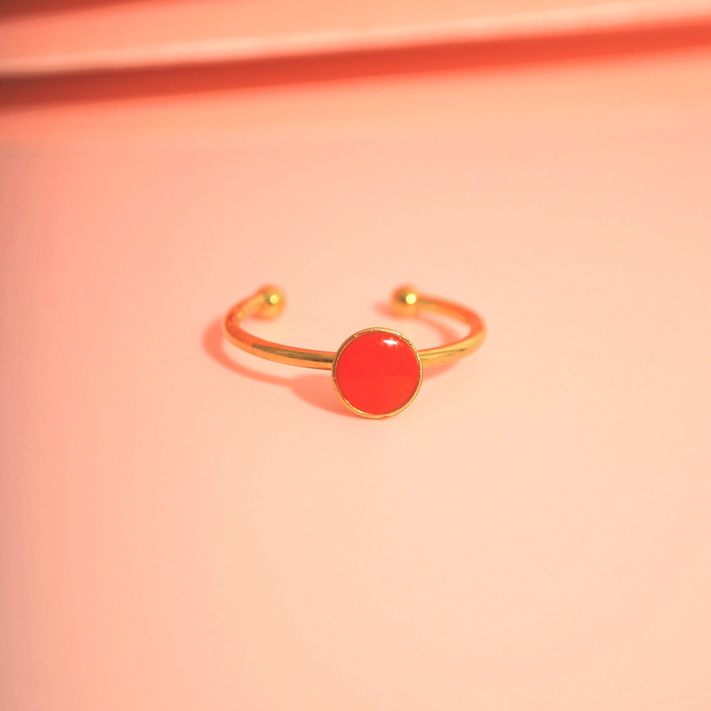 Handgemachter Statement-Ring in Orange mit Polymer-Ton