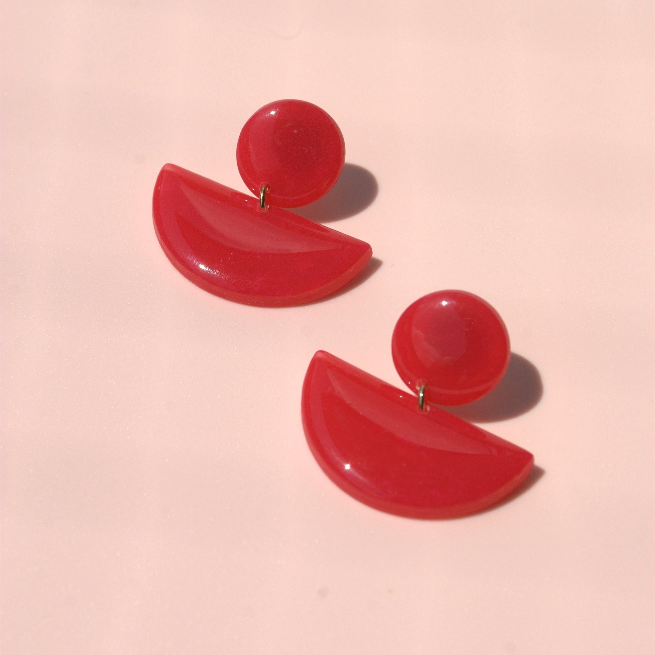 Cindy – rote Retro-Ohrringe mit 24K Vergoldung