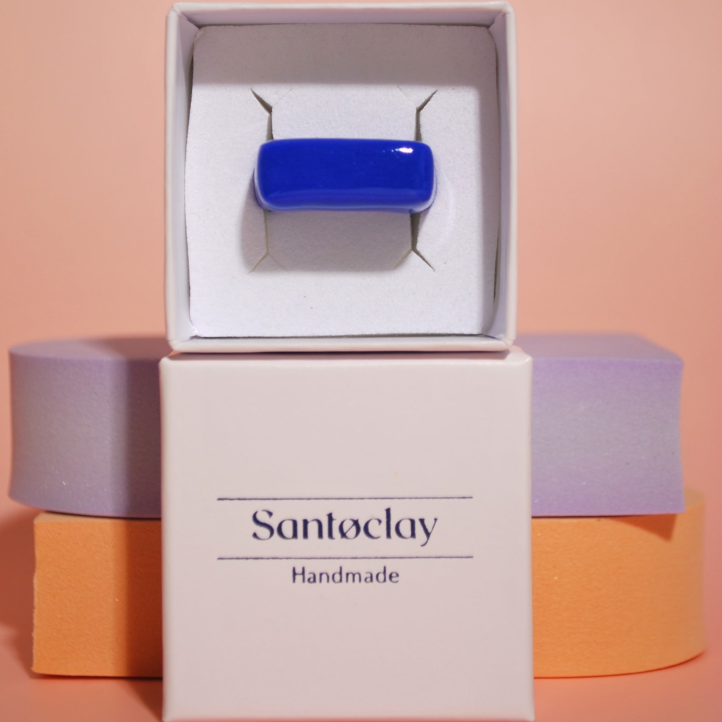 Blauer Statement-Ring von Santoclay – geometrisch & handmade