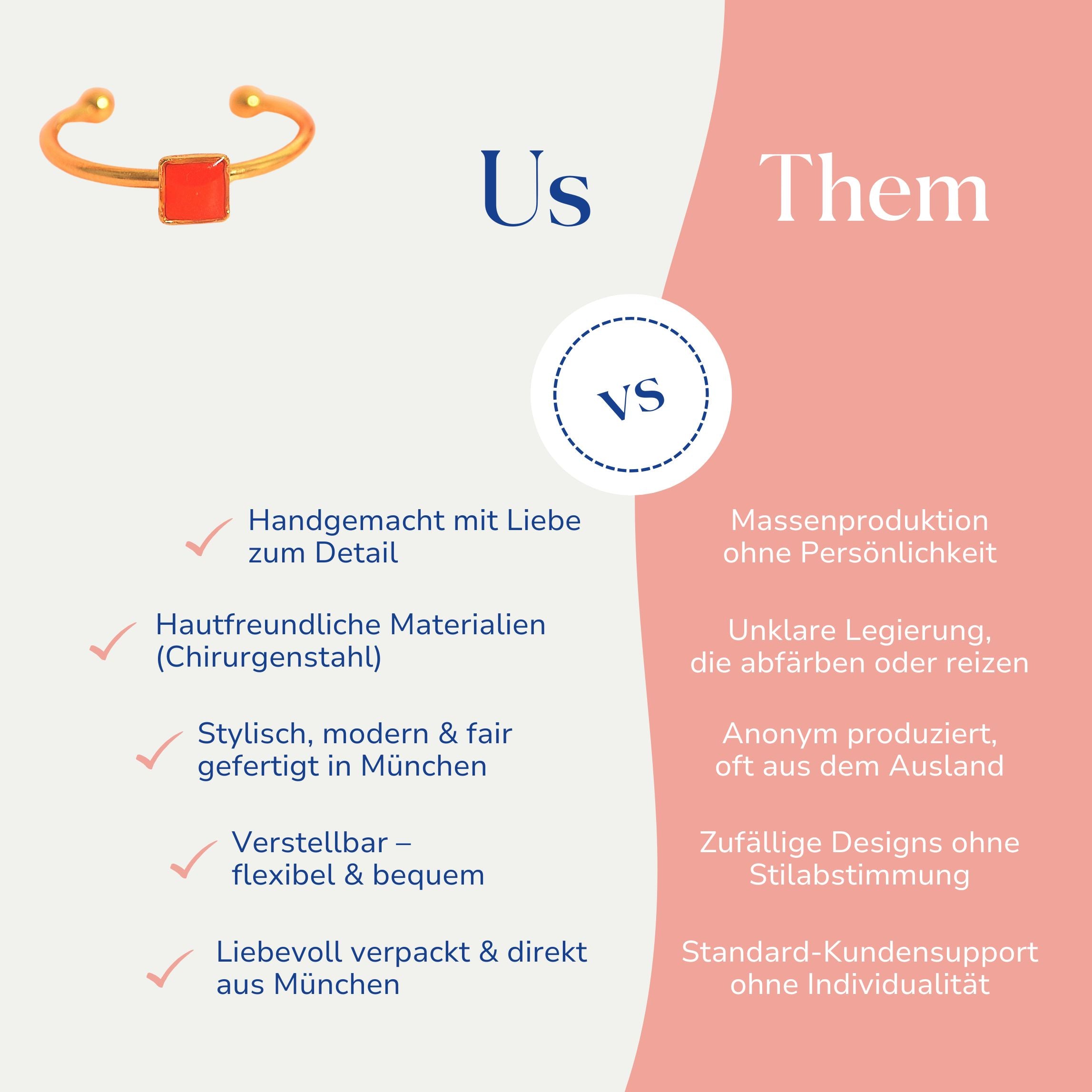 Vergleich zwischen industrieller Massenware und handgefertigtem Santoclay Ring