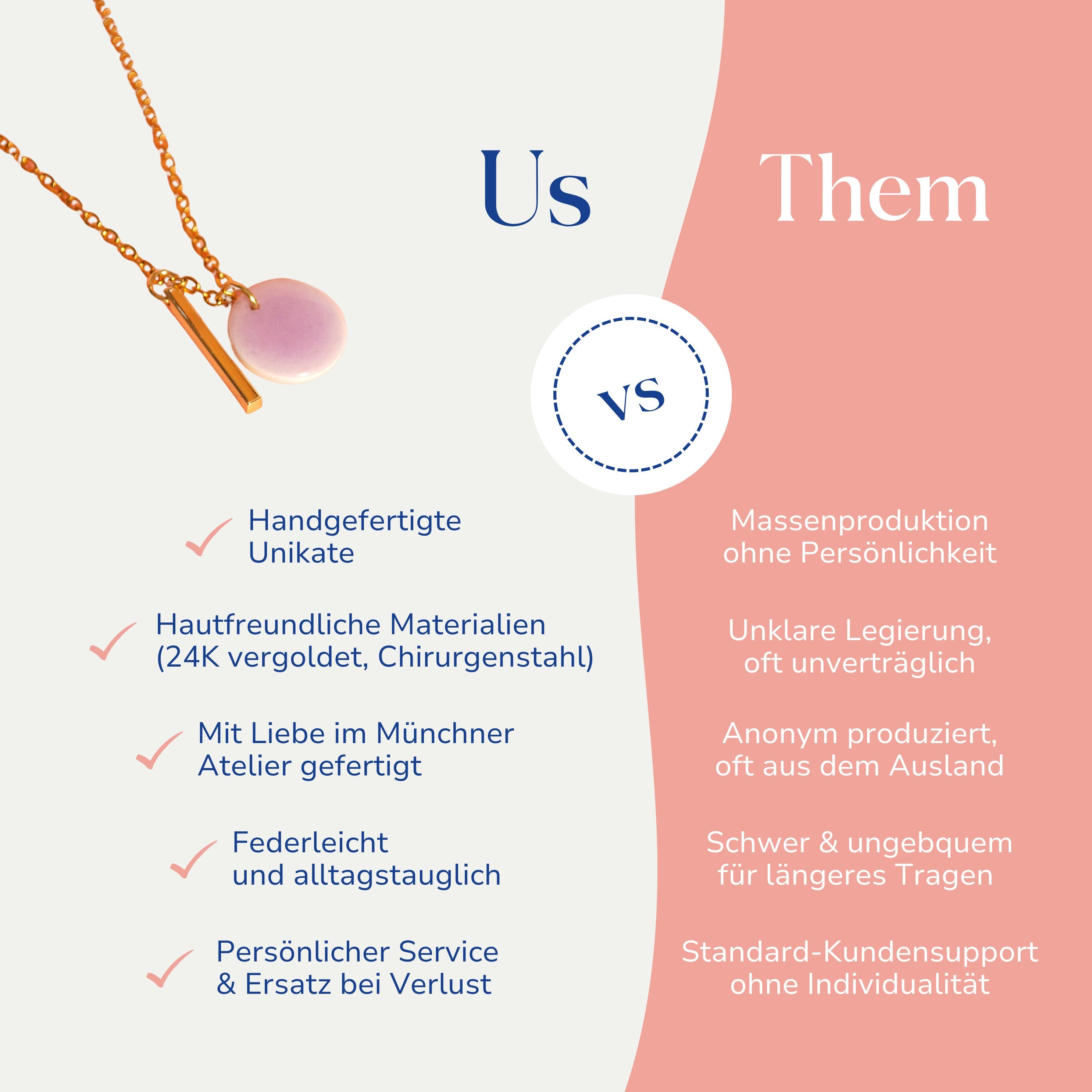 Vergleich zwischen der Cerâmica minimalistischen Kette von Santoclay und herkömmlichem Modeschmuck