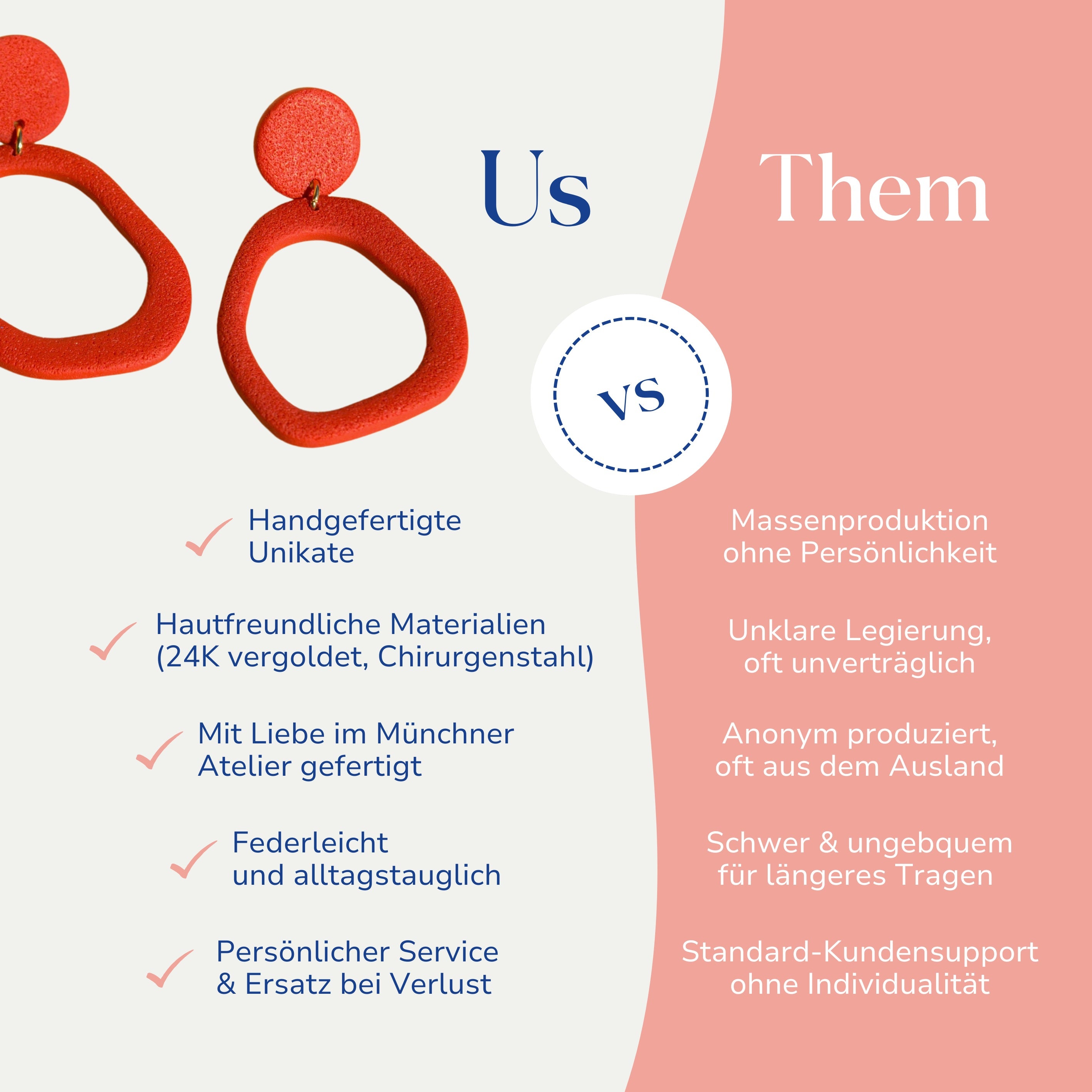 Vergleich Ipanema Statement Ohrringe in Rot – handgemacht, leicht, hautfreundlich.