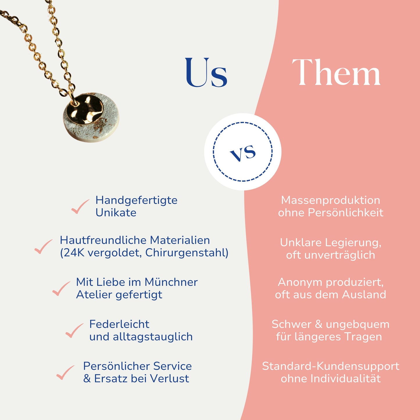 Vergleich zwischen dem Maria Schmuckset Grau von Santoclay und herkömmlichem Modeschmuck