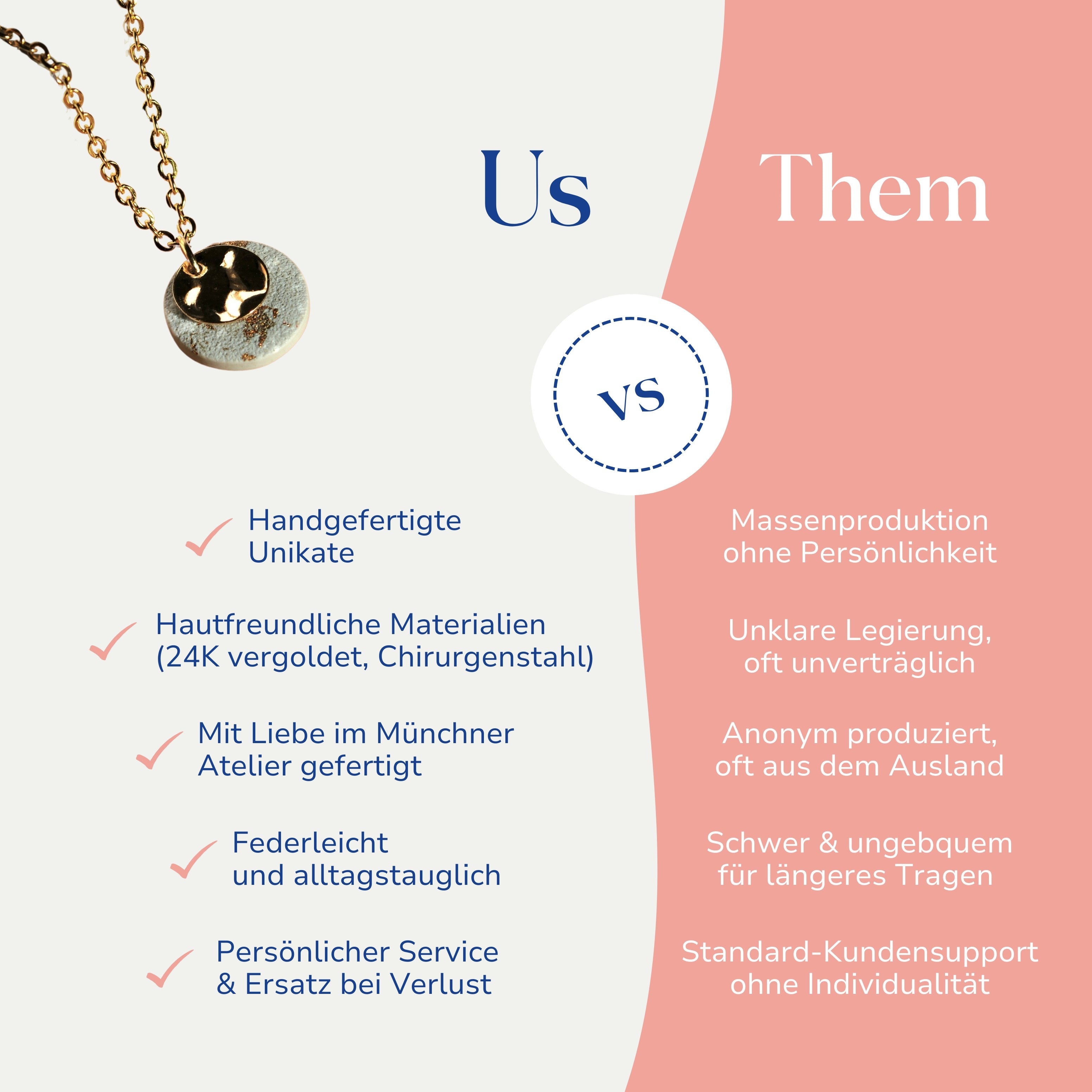 Vergleich zwischen dem Maria Schmuckset Grau von Santoclay und herkömmlichem Modeschmuck