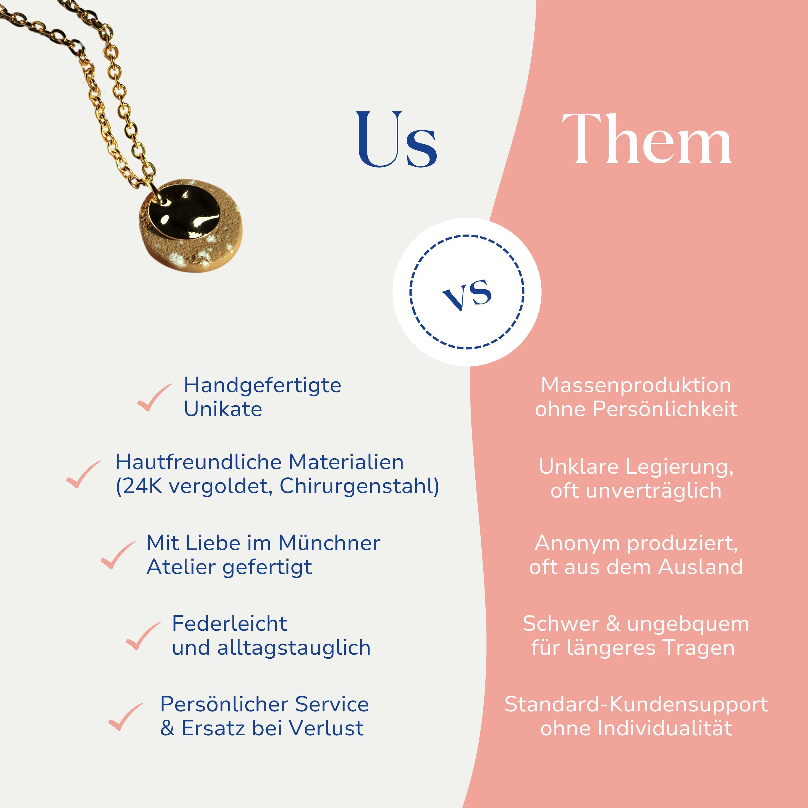 Vergleich zwischen dem Maria Schmuckset Karamell von Santoclay und herkömmlichem Modeschmuck