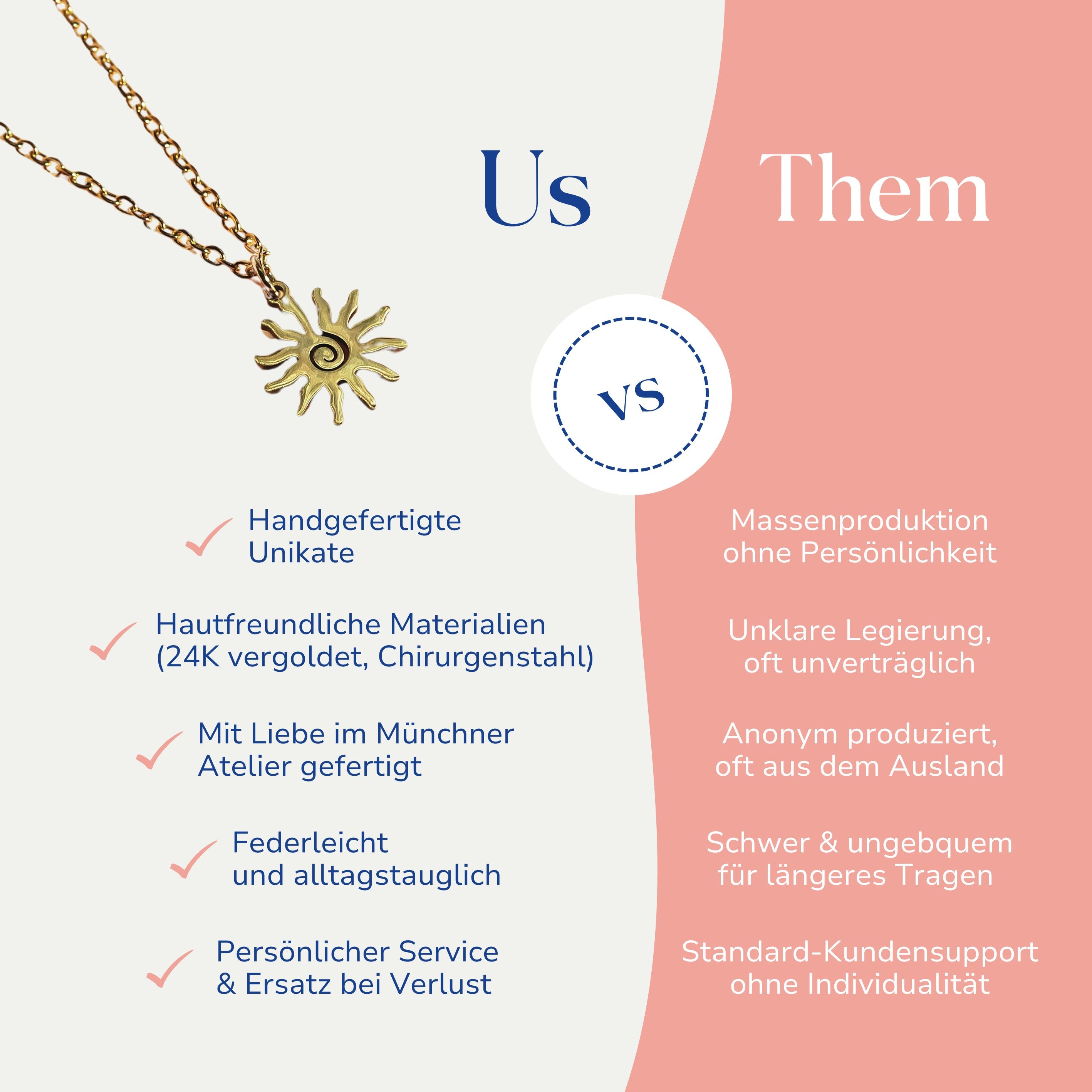 Vergleich zwischen dem Sun Schmuck-Set 24k vergoldet von Santoclay und herkömmlichem Modeschmuck