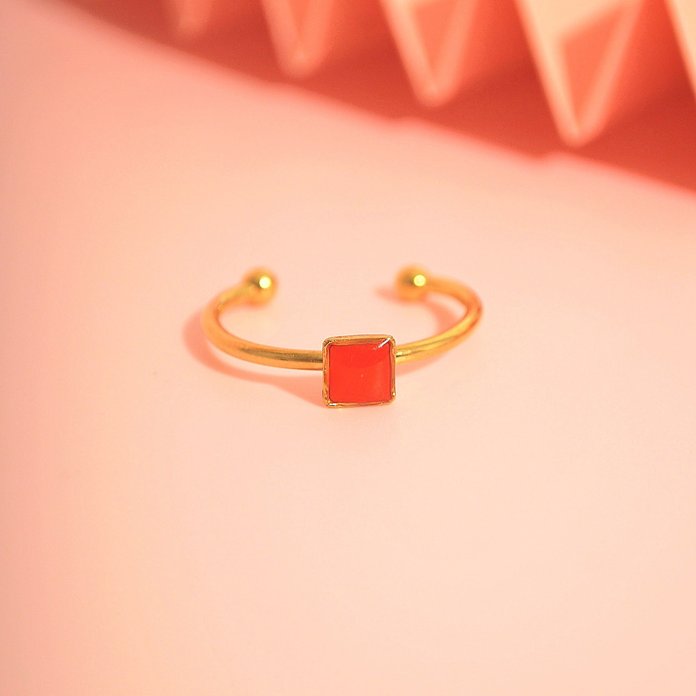 Verstellbarer Ring in Orange aus handgefertigtem Polymerton