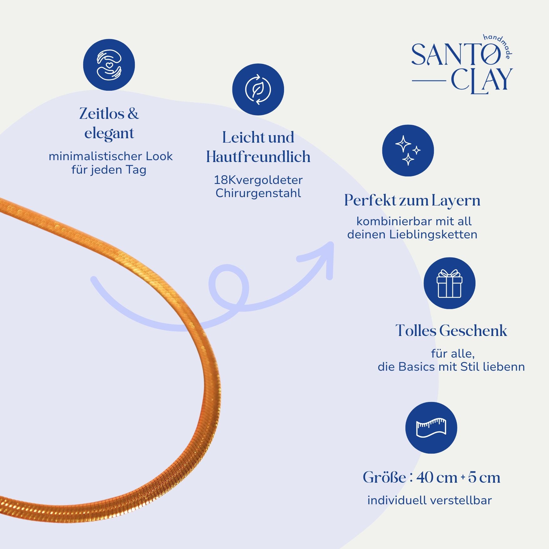 Vorteile der vergoldeten Basic Schlangenkette aus Edelstahl von Santoclay im Überblick
