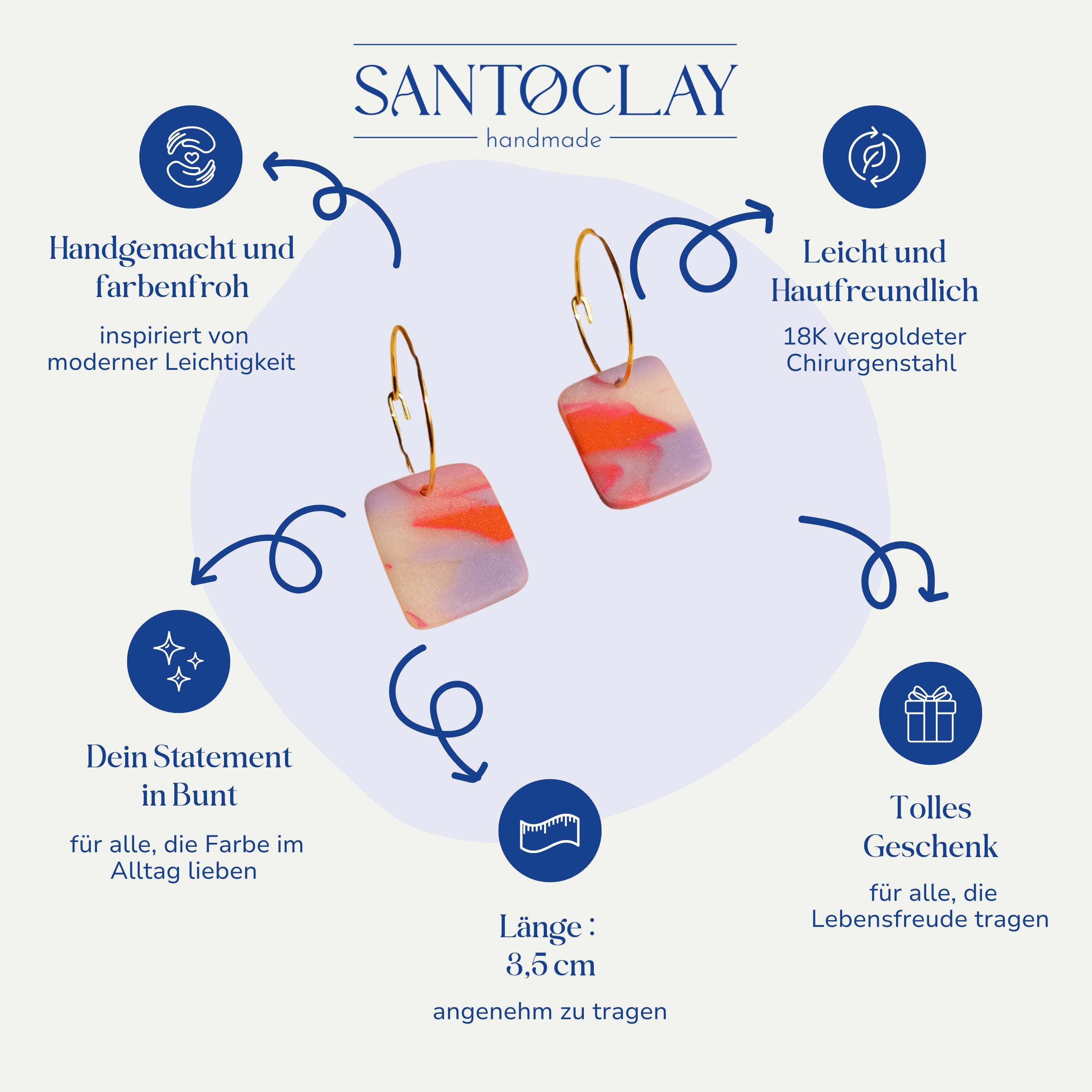 Vorteile der bunten Creolen 18k vergoldet von Santoclay im Überblick