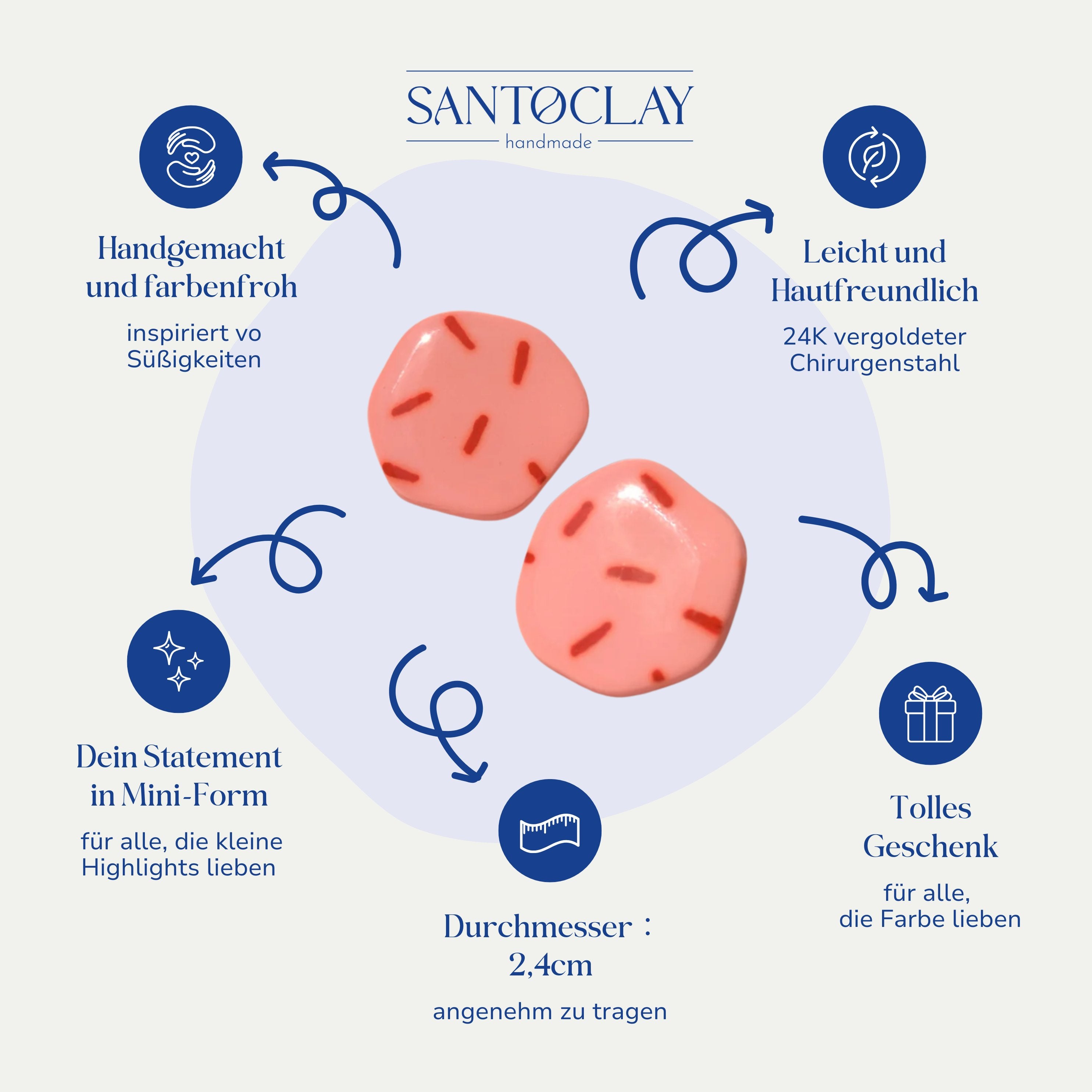 Vorteile der Candy bunten Ohrstecker 24k vergoldet von Santoclay im Überblick