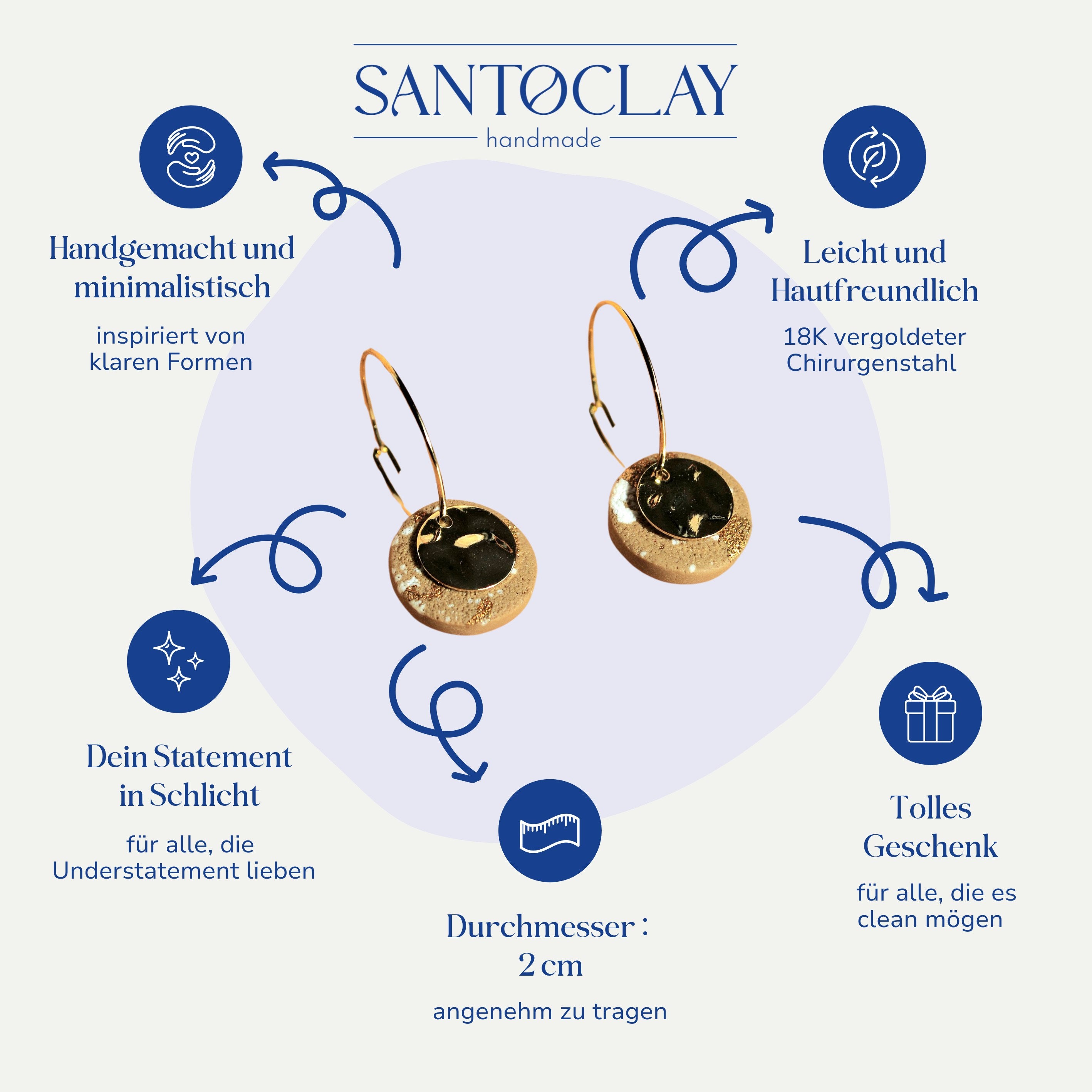 Vorteile der minimalistischen Creolen 18k vergoldet von Santoclay im Überblick