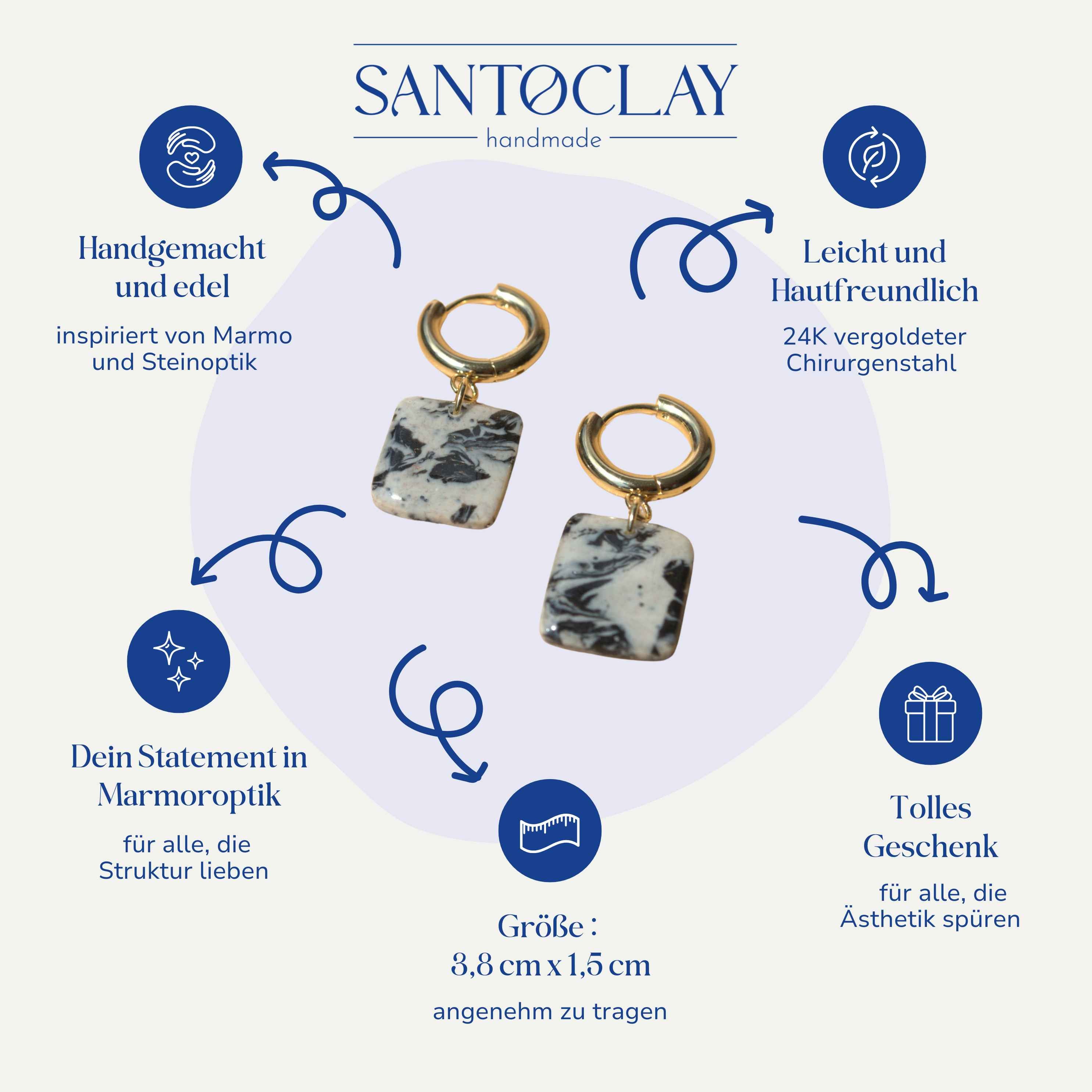 Vorteile der Creolen in Marmoroptik 24k vergoldet von Santoclay im Überblick