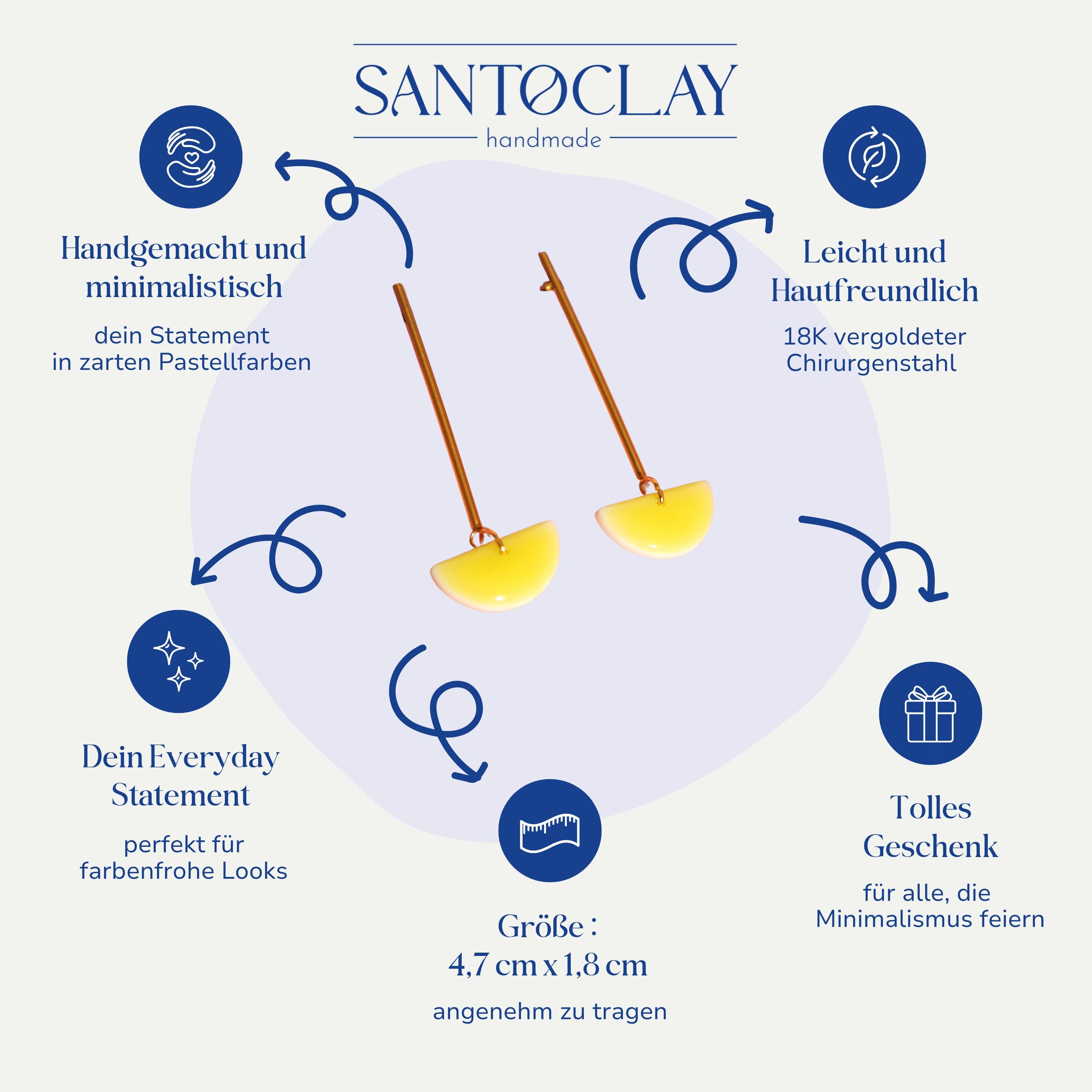 Vorteile der Halbkreis Ohrringe 18k vergoldet von Santoclay im Überblick