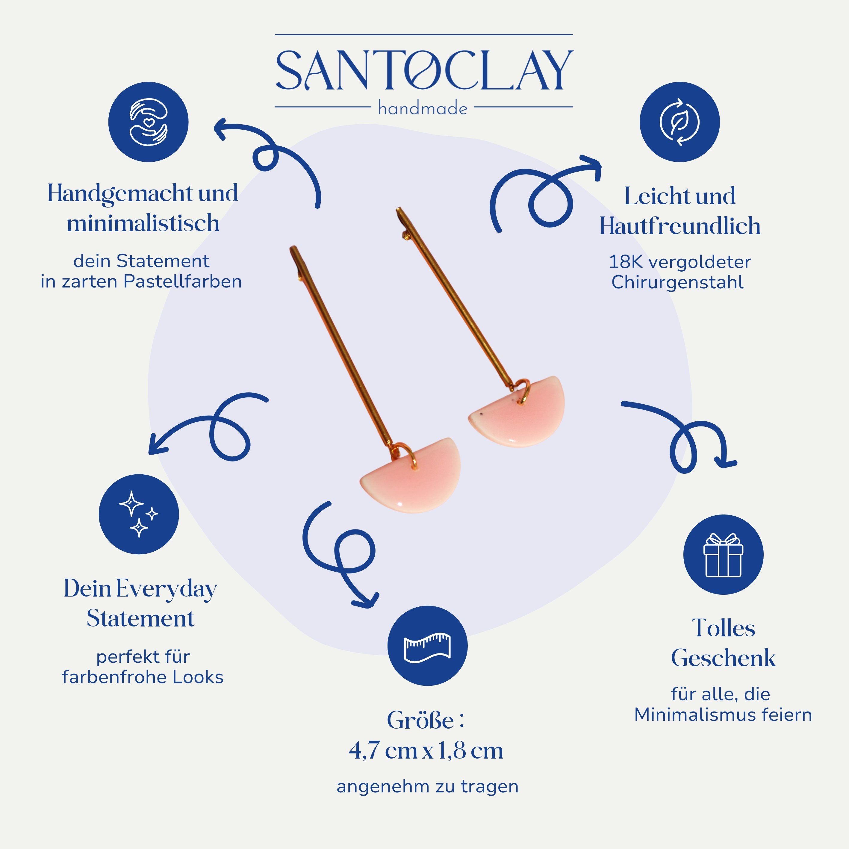 Vorteile der Halbkreis Ohrringe handgemacht von Santoclay im Überblick