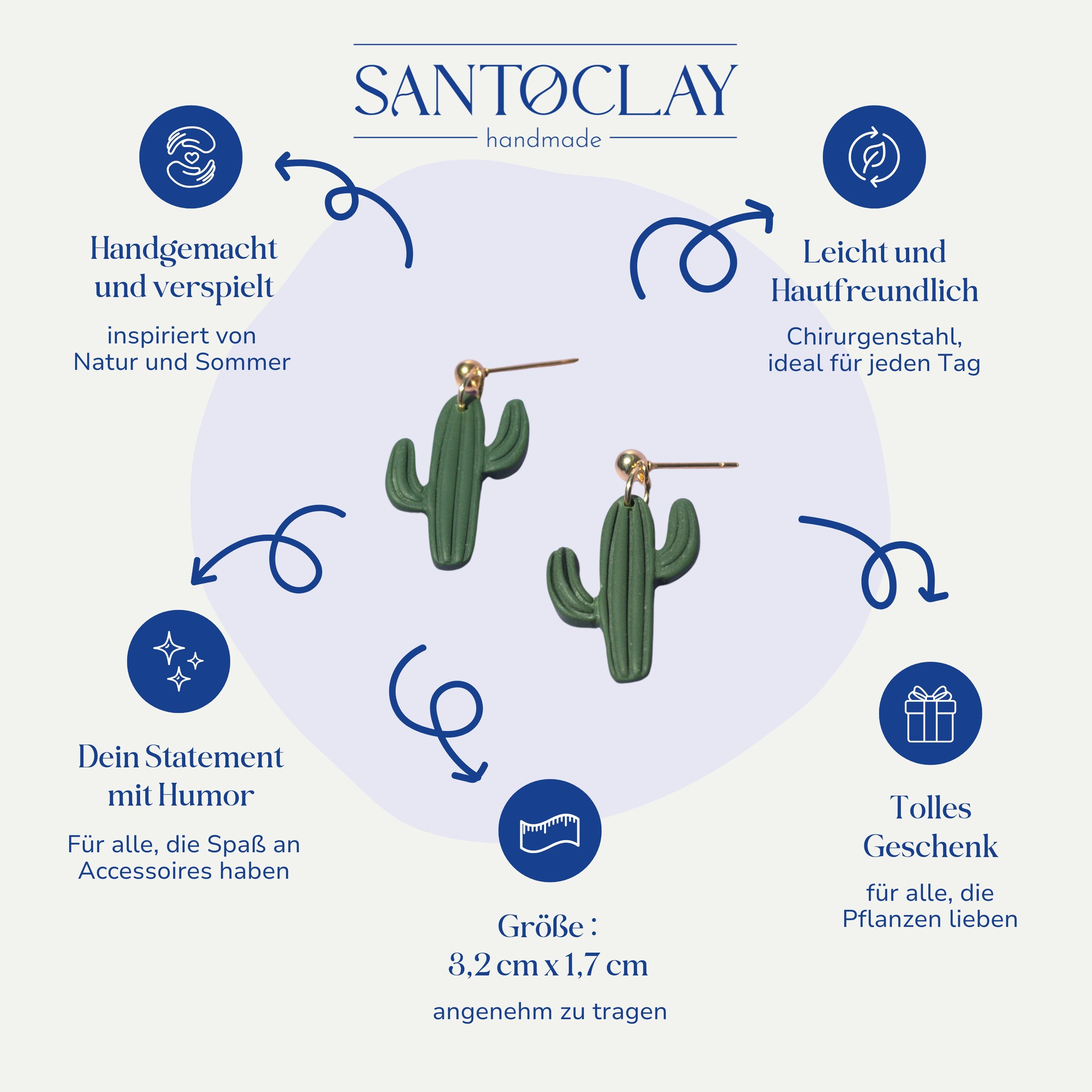 Vorteile der Kaktus Ohrringe aus Edelstahl von Santoclay im Überblick