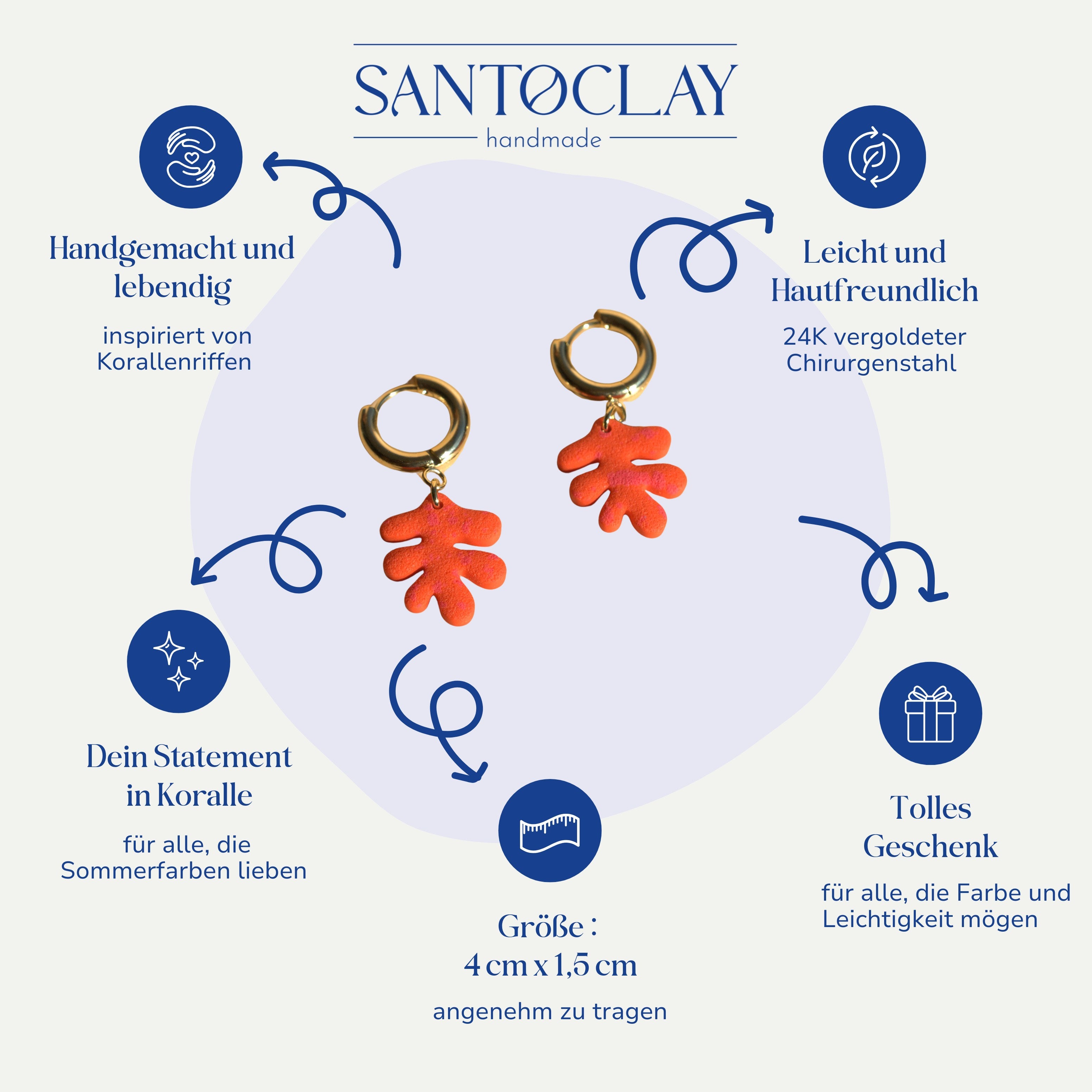 Vorteile der Korallen Creolen 24k vergoldet von Santoclay im Überblick