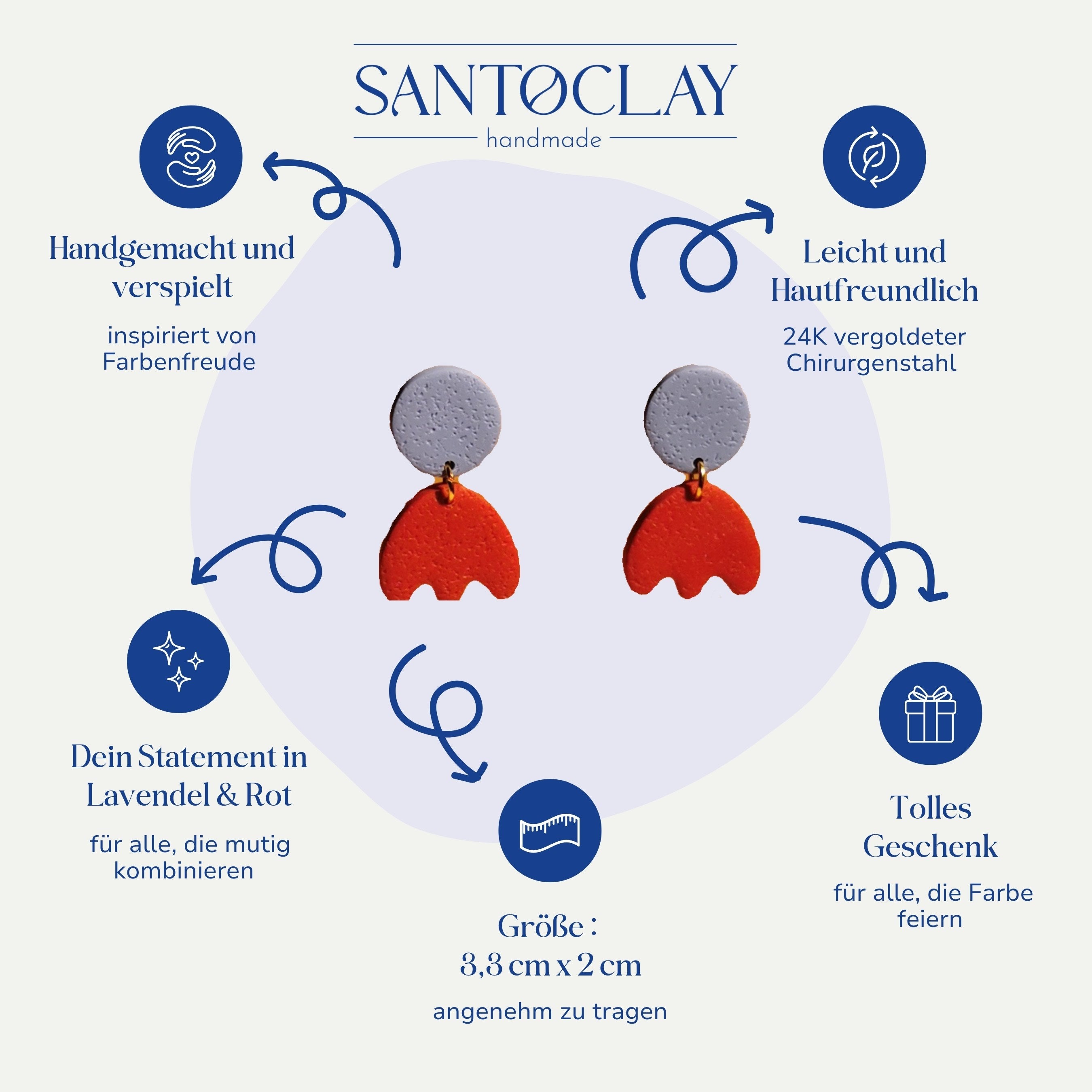 Vorteile der Lena bunten Ohrringe 24k vergoldet von Santoclay im Überblick