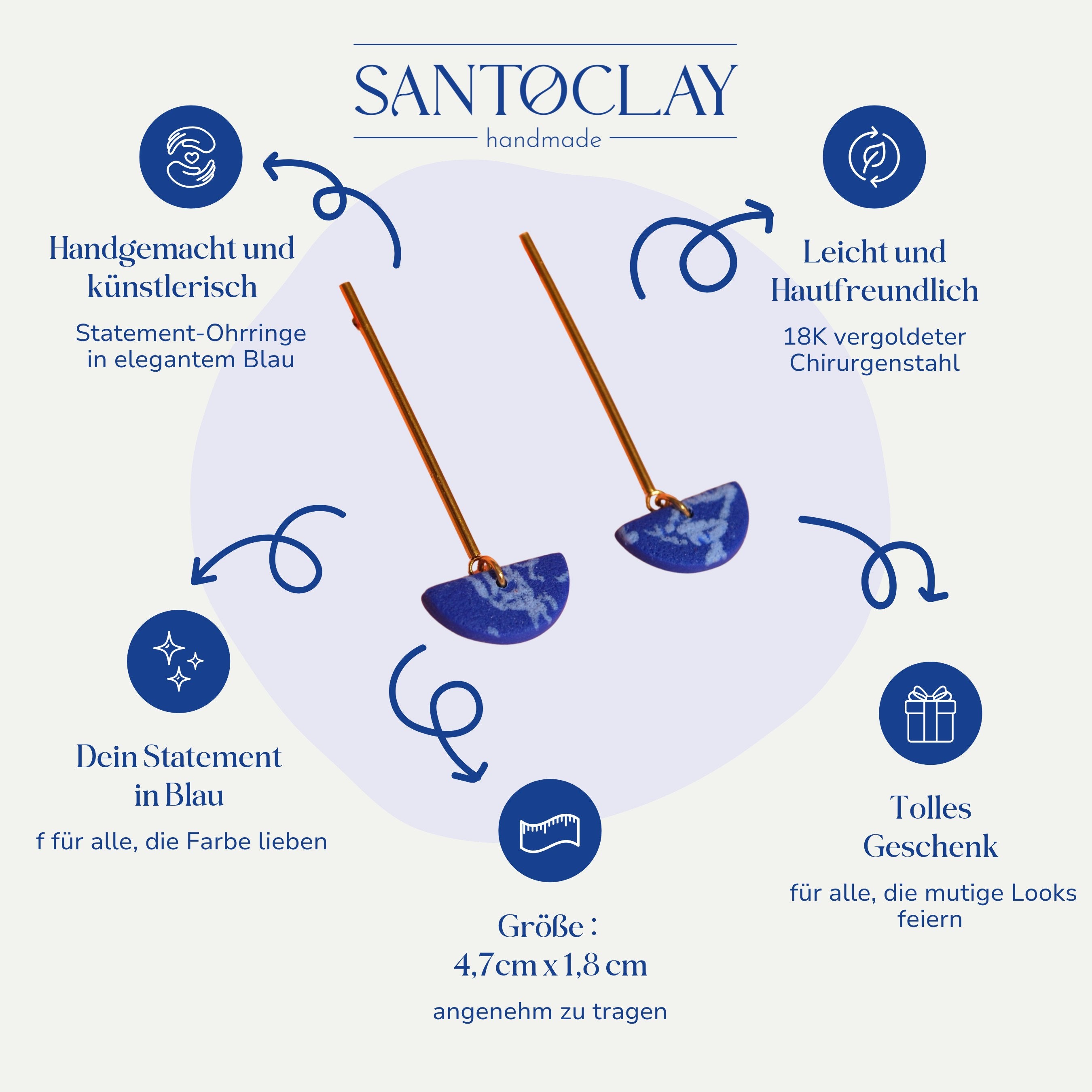 Vorteile der Linda langen blauen Ohrringe 18k vergoldet von Santoclay im Überblick