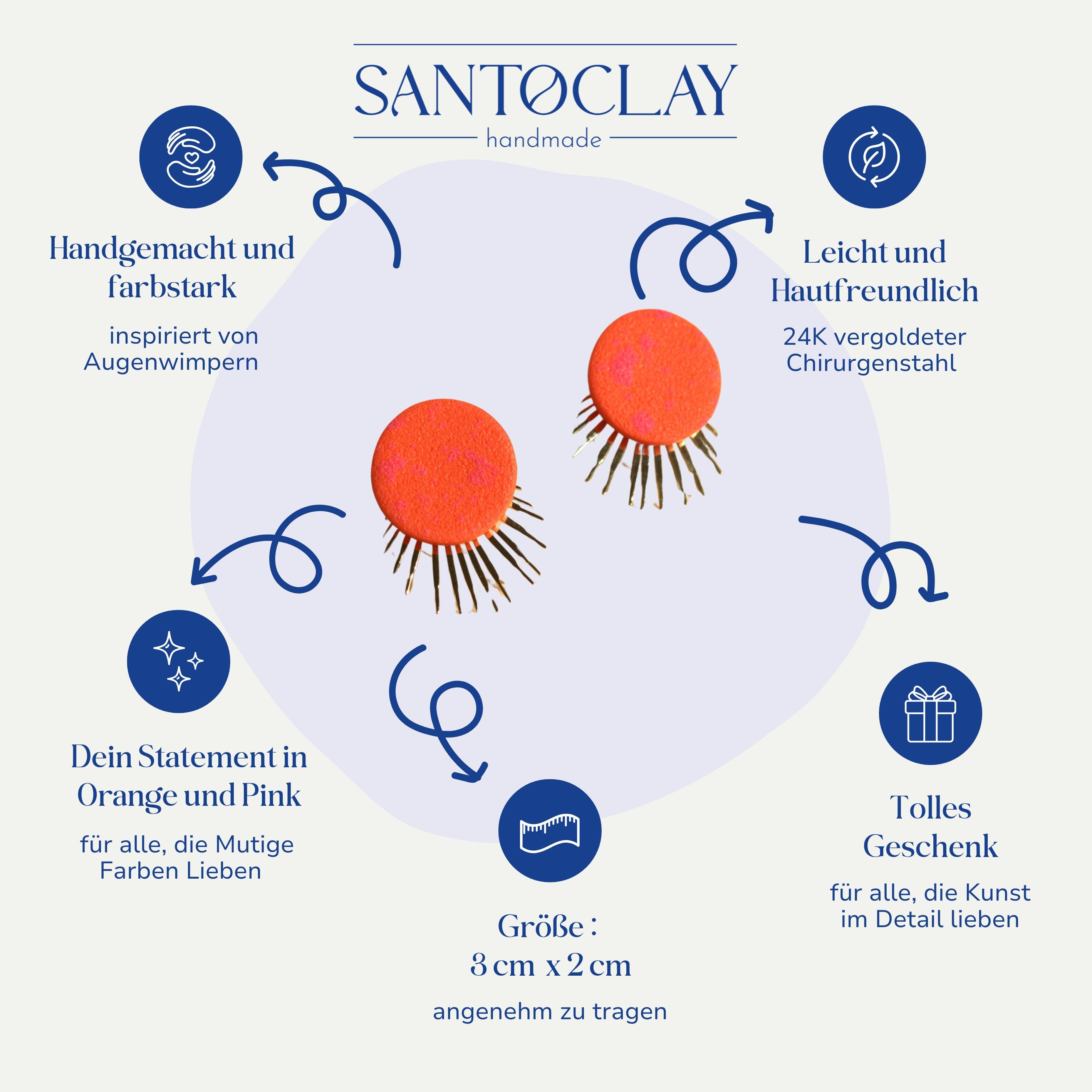 Vorteile der Linda Statement Ohrstecker 24k vergoldet von Santoclay im Überblick