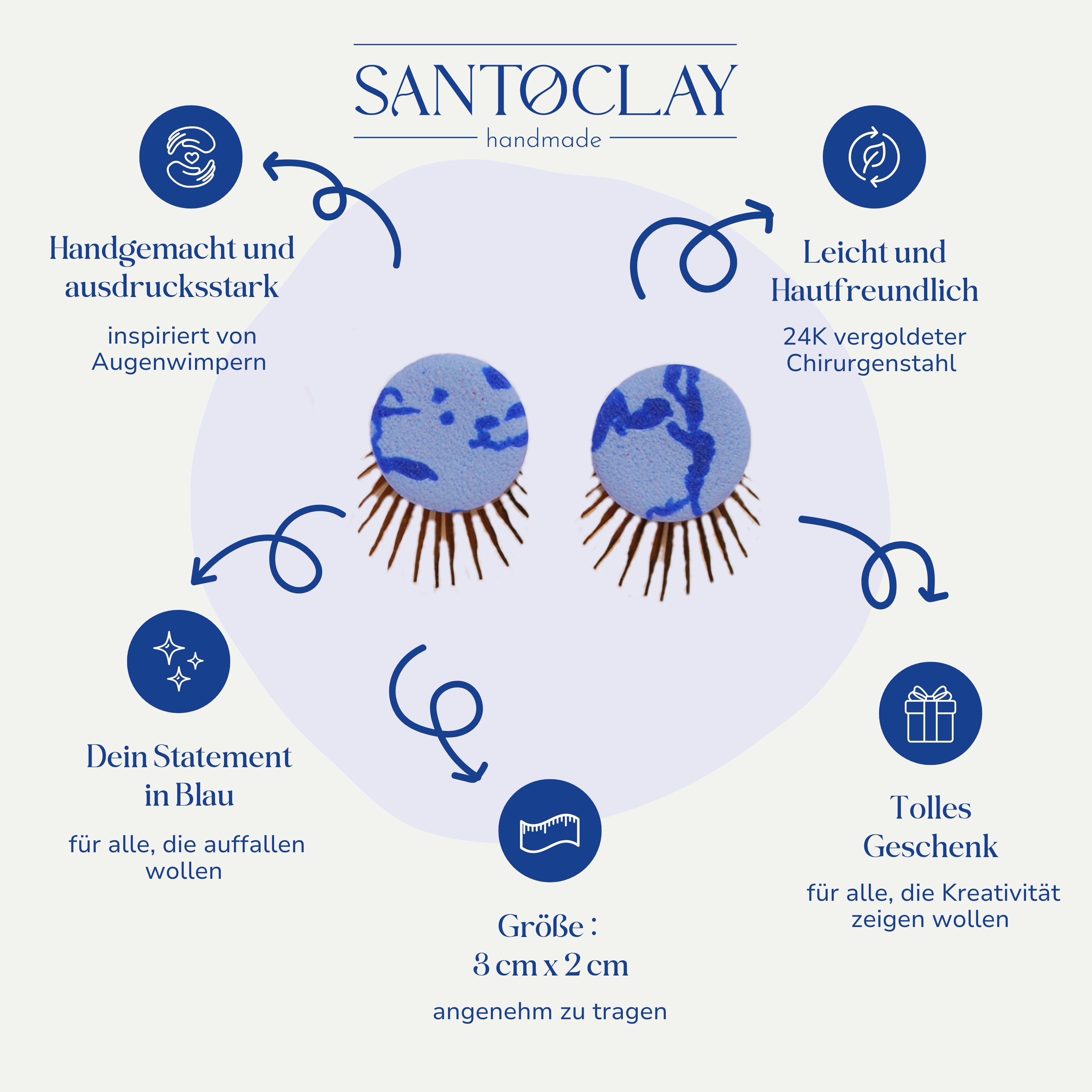 Vorteile der Linda Statement Ohrstecker blau von Santoclay im Überblick