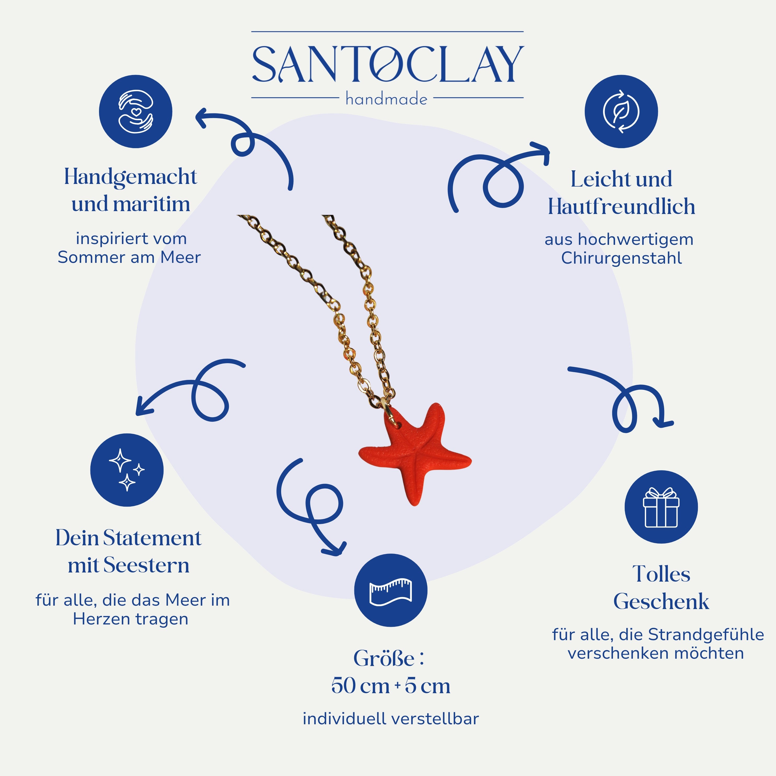 Vorteile der handgemachten Mare Halskette mit Seestern von Santoclay im Überblick