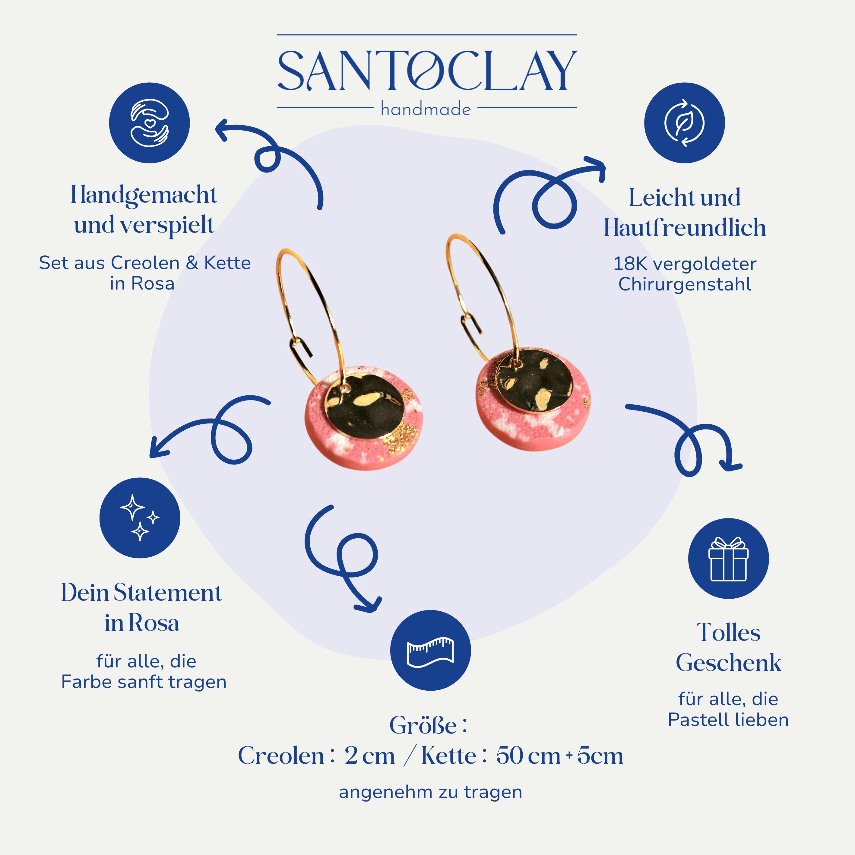 Vorteile des Maria Schmucksets in Rosa von Santoclay im Überblick