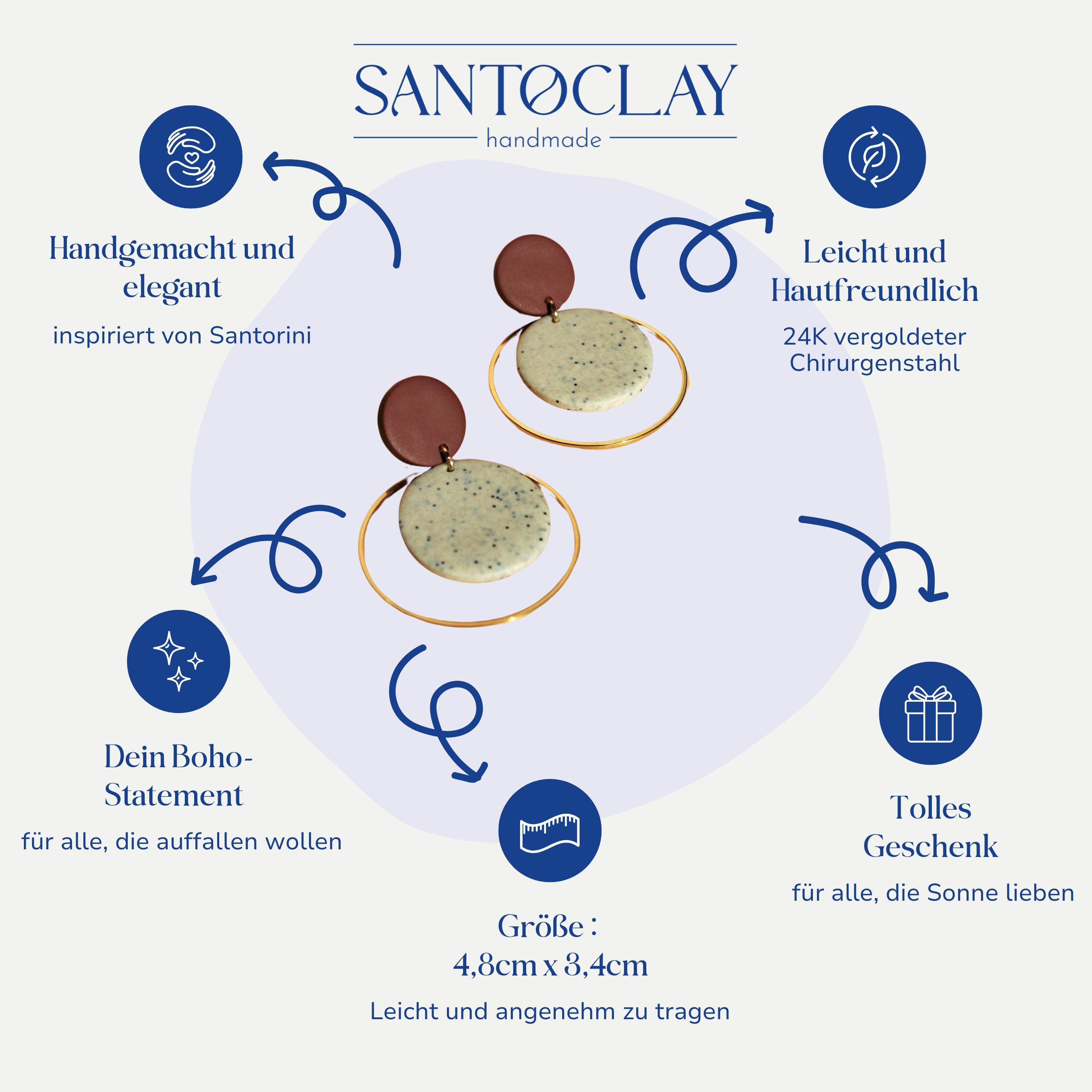 Vorteile der Statement Ohrringe gold Santorini von Santoclay im Überblick