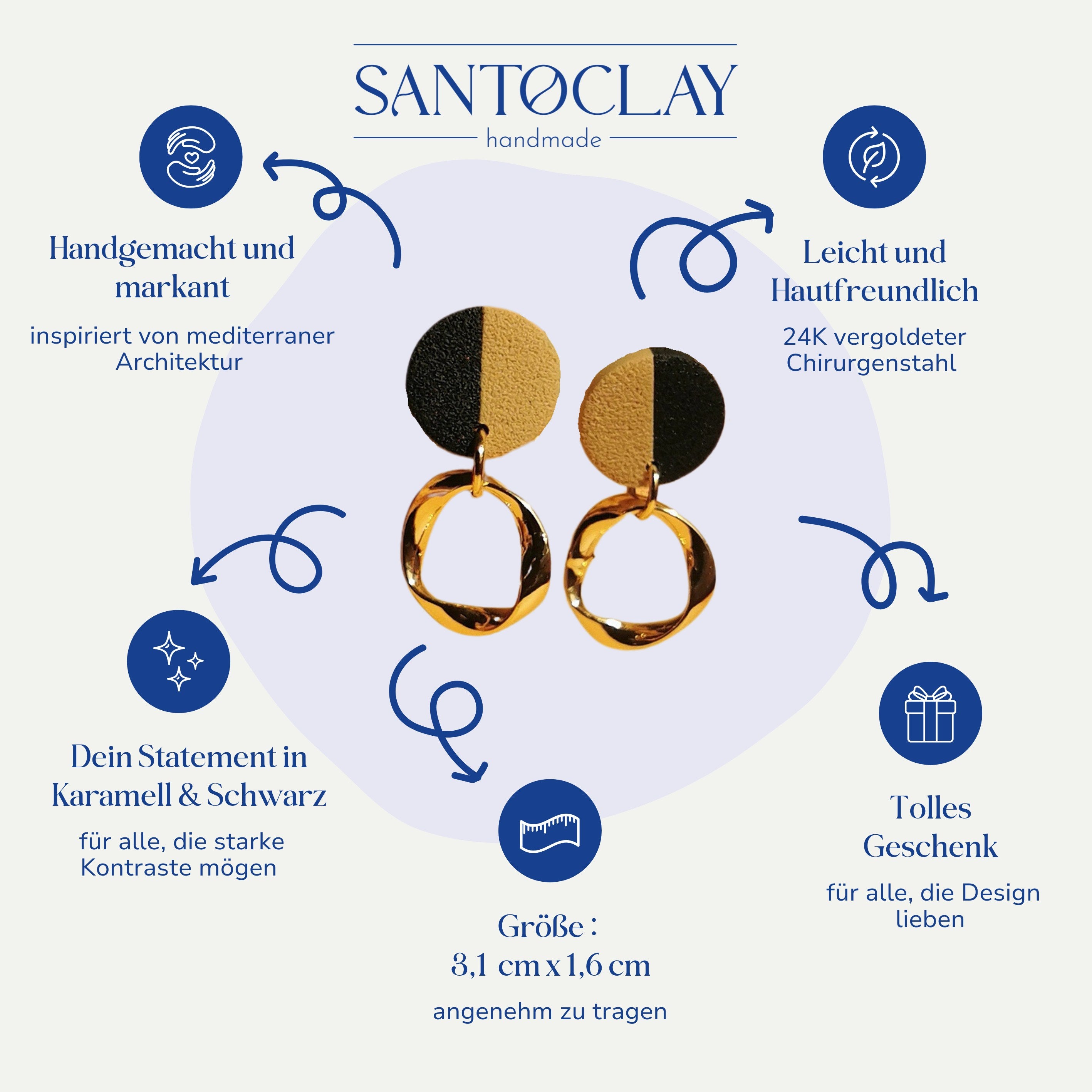 Vorteile der Valencia Statement Ohrringe 24k vergoldet von Santoclay im Überblick