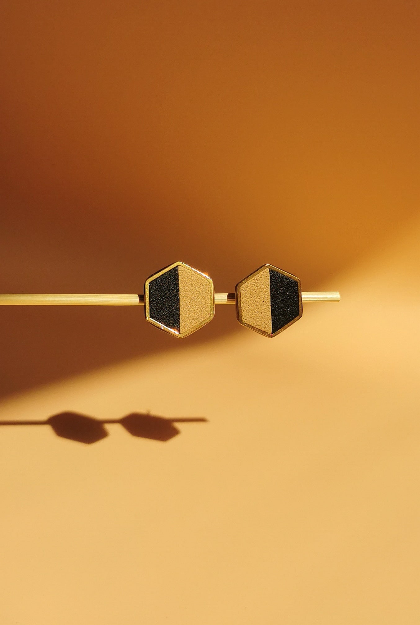 Valencia | Hexagonal stud earrings | 24k gold plated 