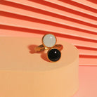 Doppelkreis Ring handgemacht aus Edelstahl in Grau und Schwarz – Santoclay Handmade