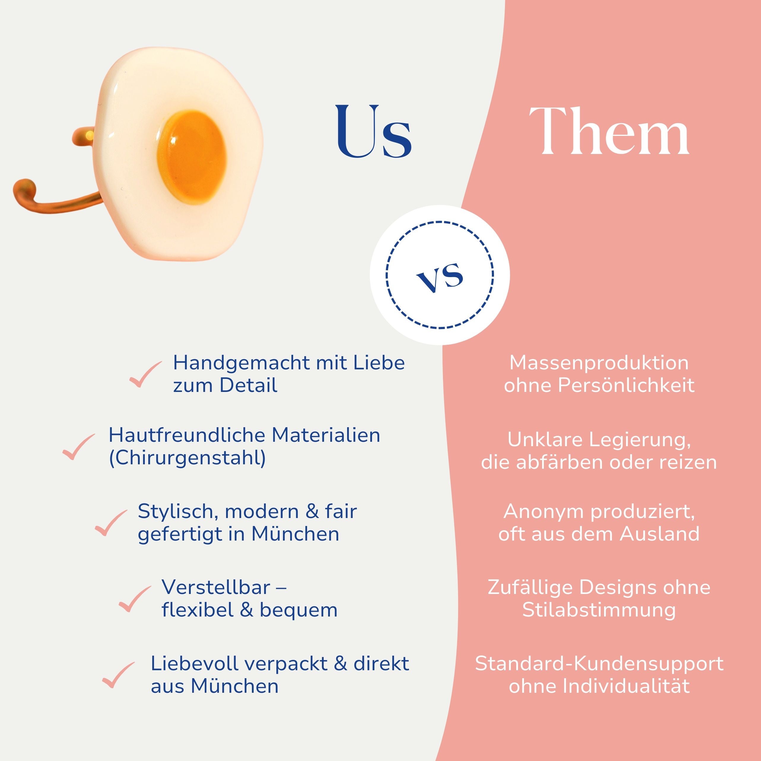 Vergleich zwischen dem handgemachten Eggstasy Ring von Santoclay und herkömmlichem Modeschmuck