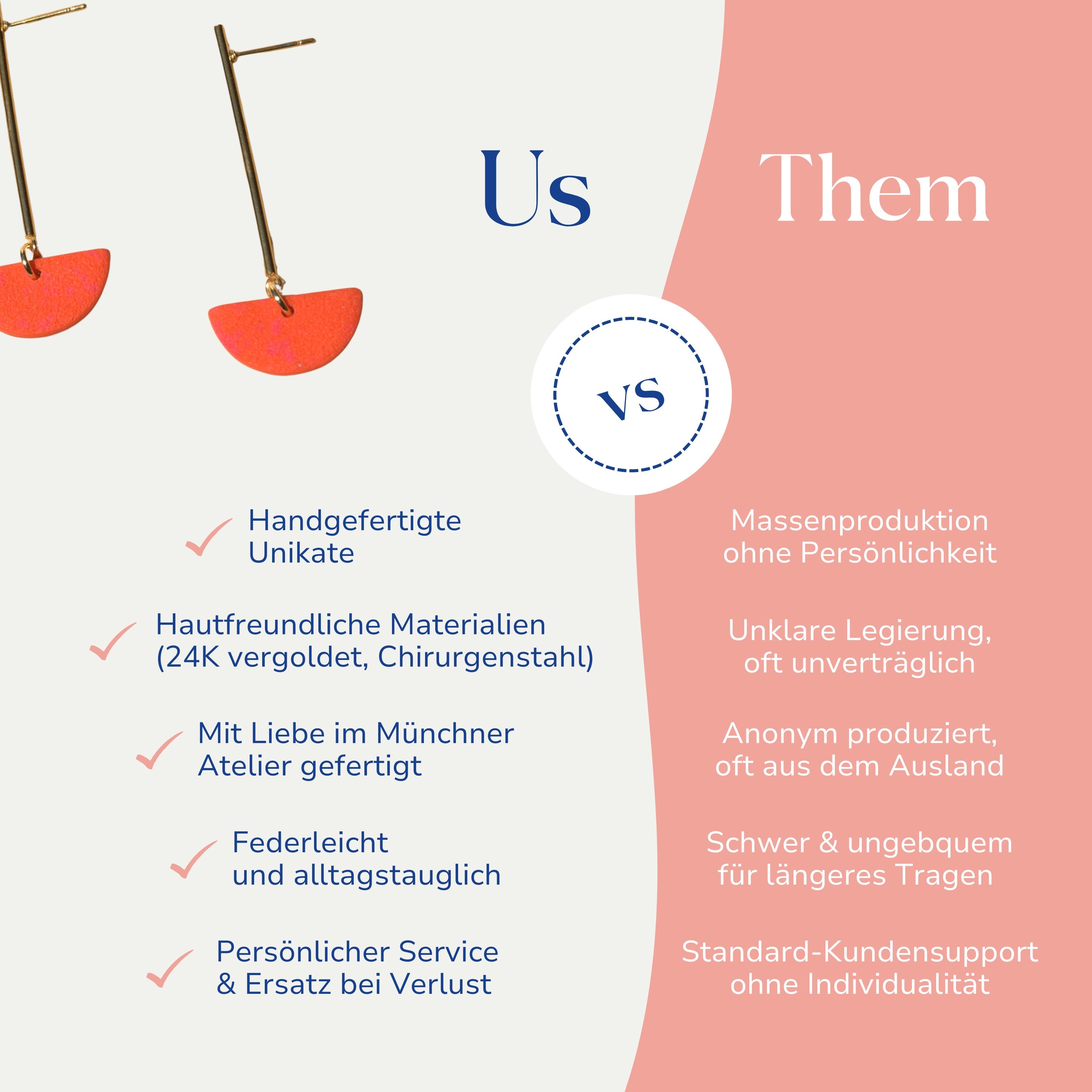  Vergleich zwischen Linda langen Ohrringen 18k vergoldet von Santoclay und herkömmlichem Modeschmuck