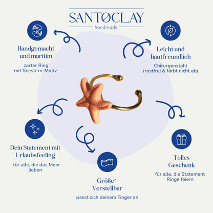  Vorteile des handgemachten Seestern Rings aus Edelstahl von Santoclay im Überblick